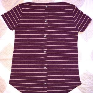 Striped Maroon Top with Buttoned Back